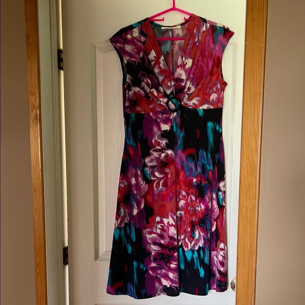 Evan Picone Pink Flutter Sleeve Midi Sundress